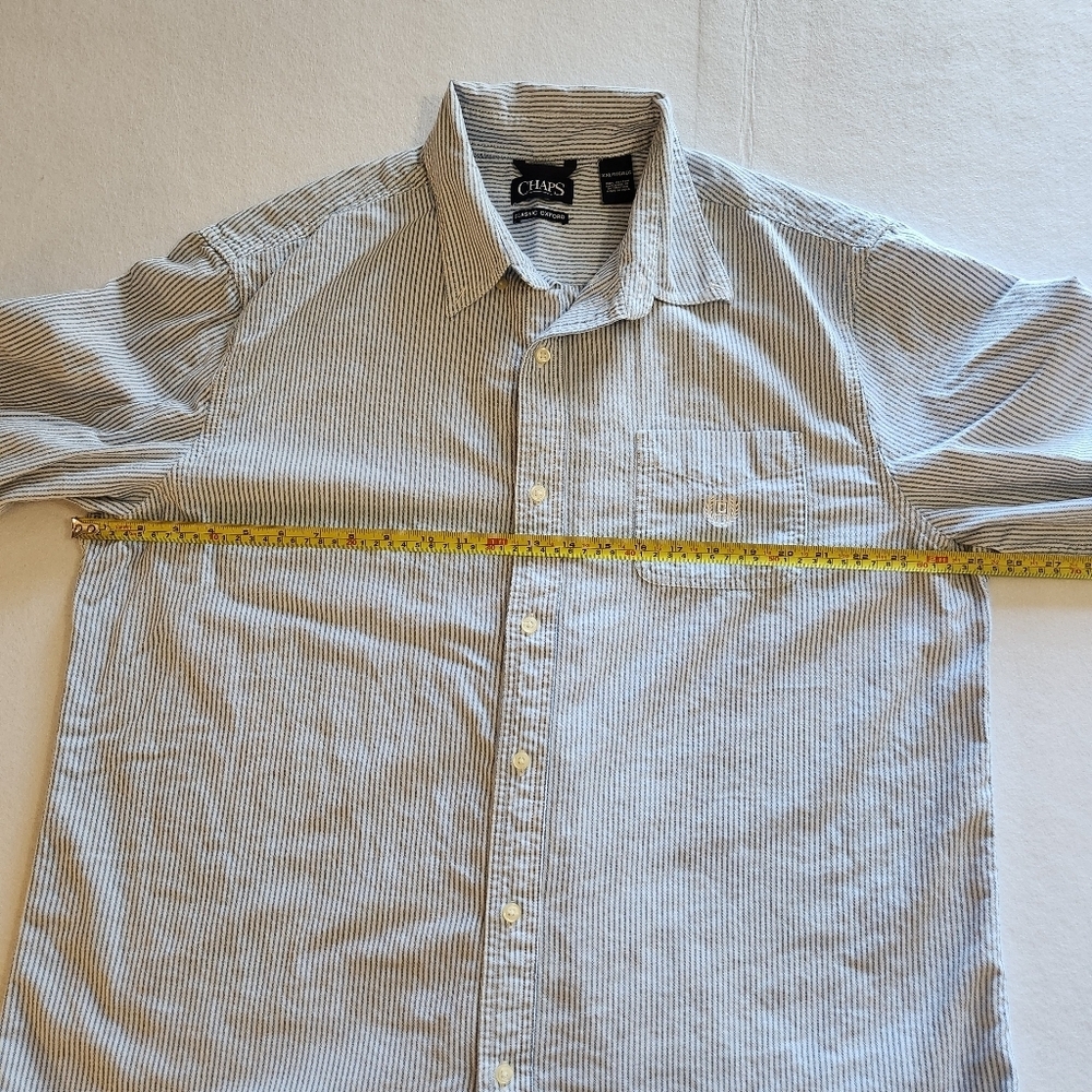 Chaps Classic Stripe Long-Sleeve Shirt - Blue/White Size XXL - Picture 7 of 8